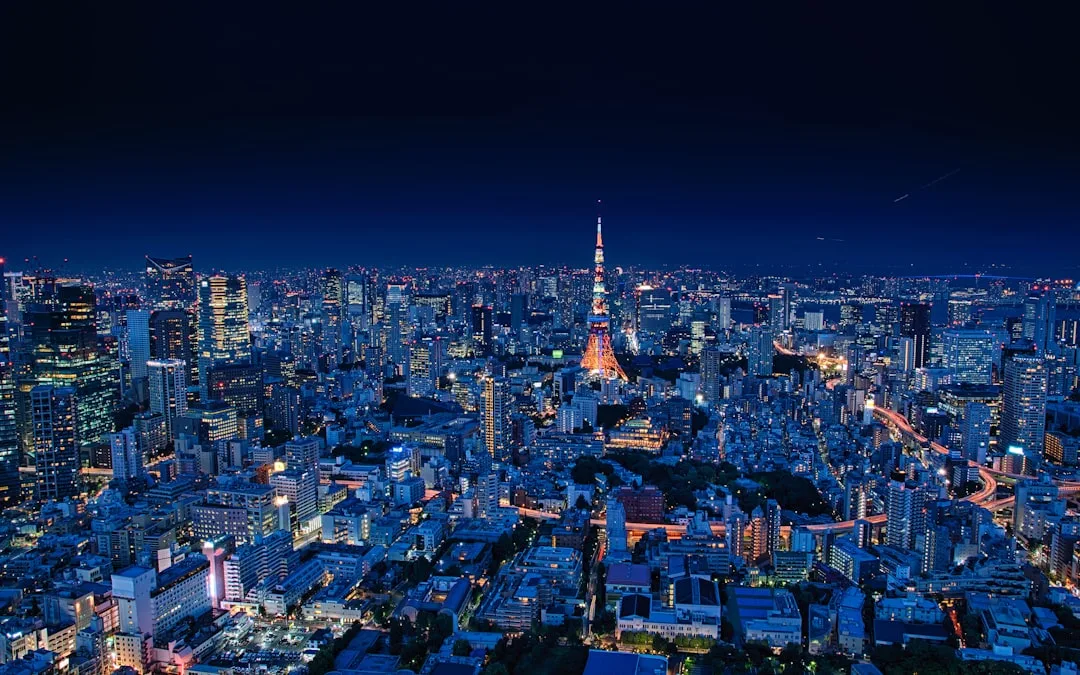 Jadwal live draw JPN 4D sore - Tokyo skyline night neon, daily 17:00 WIB