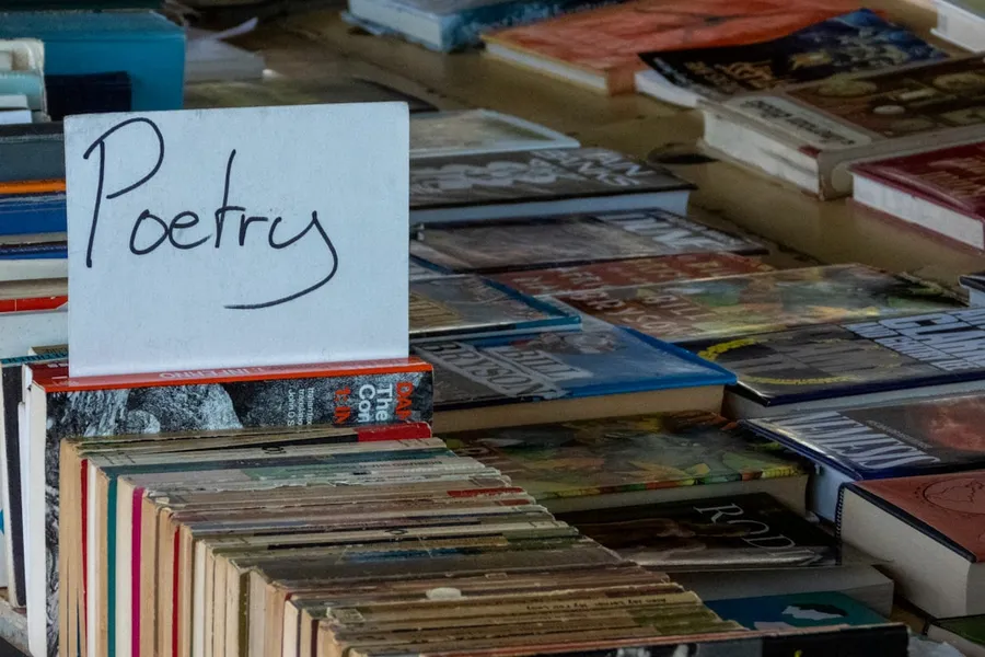 Ilustrasi mimpi penjual buku — assorted title poetry books on display