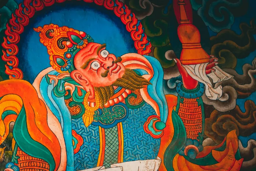 Ilustrasi mimpi sidiwacana — a painting of a man with a bird in his mouth