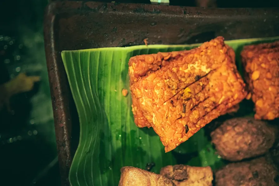 Ilustrasi mimpi tempe goreng — a close up of food on a plate on a table