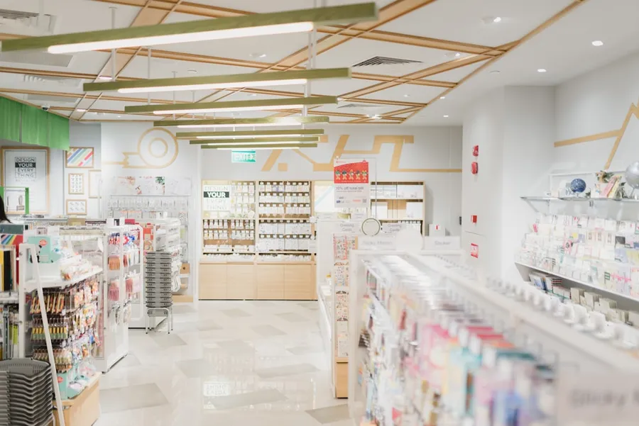 Ilustrasi mimpi toko obat — empty white painted store